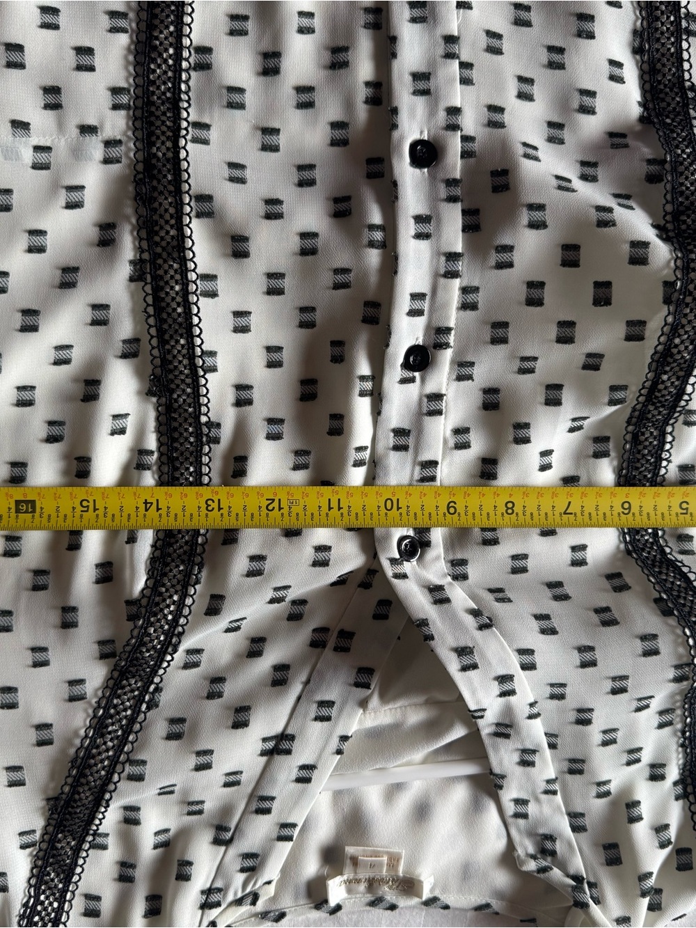 Shoshanna White Midi Dress with Black Geometric Print size 4 - Picture 9 of 10